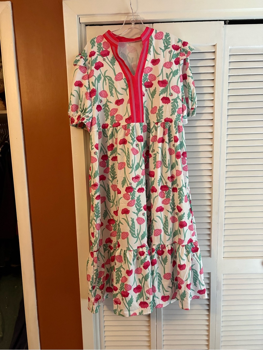 Floral Midi Dress 2X • Pink & Green Floral • Short Sleeve